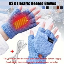 1Pair Electric Heated Gloves Double-sided Heating Croppable Thermal Comfortable USB Rechargeable Gloves for Winter Outdoor Skiing COD