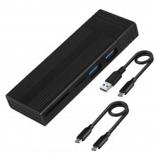 M2 SSD Hard Drive Enclosure Case M.2 NVMe/SATA 2TB External Portable Hard Drive Box SD/TF Card Reader Port with Type-C USB2.0 Cable COD