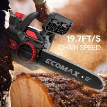 [USA Direct]Ecomax ELG05 Cordless Chainsaw 12-Inch 18V Electric Chainsaw with 4Ah Battery & Fast Charger Powerful Chain Saws with Double Safety Switch for Wood Cutting ideal for Farm Backyard Garden R
