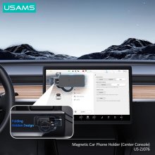 USAMS US-ZJ076 Foldable Magnetic Car Phone Holder Universal Center Console Holder Stand for iPhone 15 Pro Max for Huawei Mate60 Pro for Samsung Galaxy S23