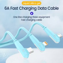 66W USB-A to iP/Type-C/Micro USB Cable Fast Charging Data Transmission Tinned Copper Core Line 1.2M/1.8M Long for iPhone 12 13 14 14 Pro 14Pro Max for Samsung Galaxy S23 for Redmi K60 for Oppo Reno9 f