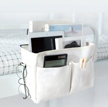 Bedside Hanging Basket Canvass Pocket Sundry Storage Bag Large-capacity Organizer COD