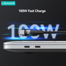 USAMS US-SJ654 US-SJ655 U85 PD100W USB/Type-C to Type-C Cable Support PD Fast Charging Data Transmission Tinned Copper Core Line 1.2M/2M Long for iPhone 15 15 Plus for Huawei Mate60 Pro for Samsung Ga