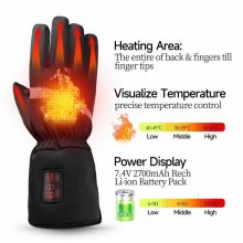 Heated Gloves Waterproof Touch Screen Rechargeable 2200mAh Battery Electric Heated Glove Liners Winter Gloves Precise Temperature Control for Outdoor Snow Sports