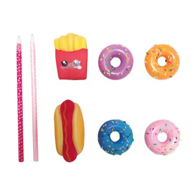 Donut Hot Dog Squishy Slow Rising Rebound Writing Simulation Pen Case With Pen Gift Decor Collection With Packaging COD
