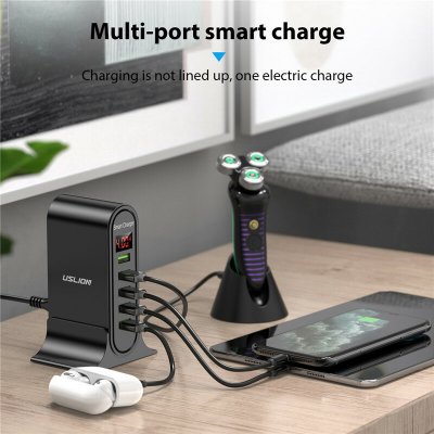 Uslion 4A 5-Port USB Charger 5USB-A Fast Charging Desktop Charging Station Adapter EU Plug US Plug for iPhone 12 13 14 14 Pro for Huawei Mate50 for Samsung Galaxy S23 for Xiaomi 13pro
