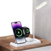 USAMS US-CD195 15W 10W 7.5W 5W Wireless Charger Fast Wireless Charging Holder with Table Lamp for Qi-enabled Smart Phones for iPhone 12 13 14 14 Pro for Samsung Galaxy S23 for Xiaomi13pro for Airpods