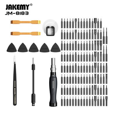 Jakemy 145 Piece Precision Screwdriver Set with Comprehensive Repair Kit with 132 CR-V Bits, Anti-Slip Handle, Adjustable Extension Bar COD